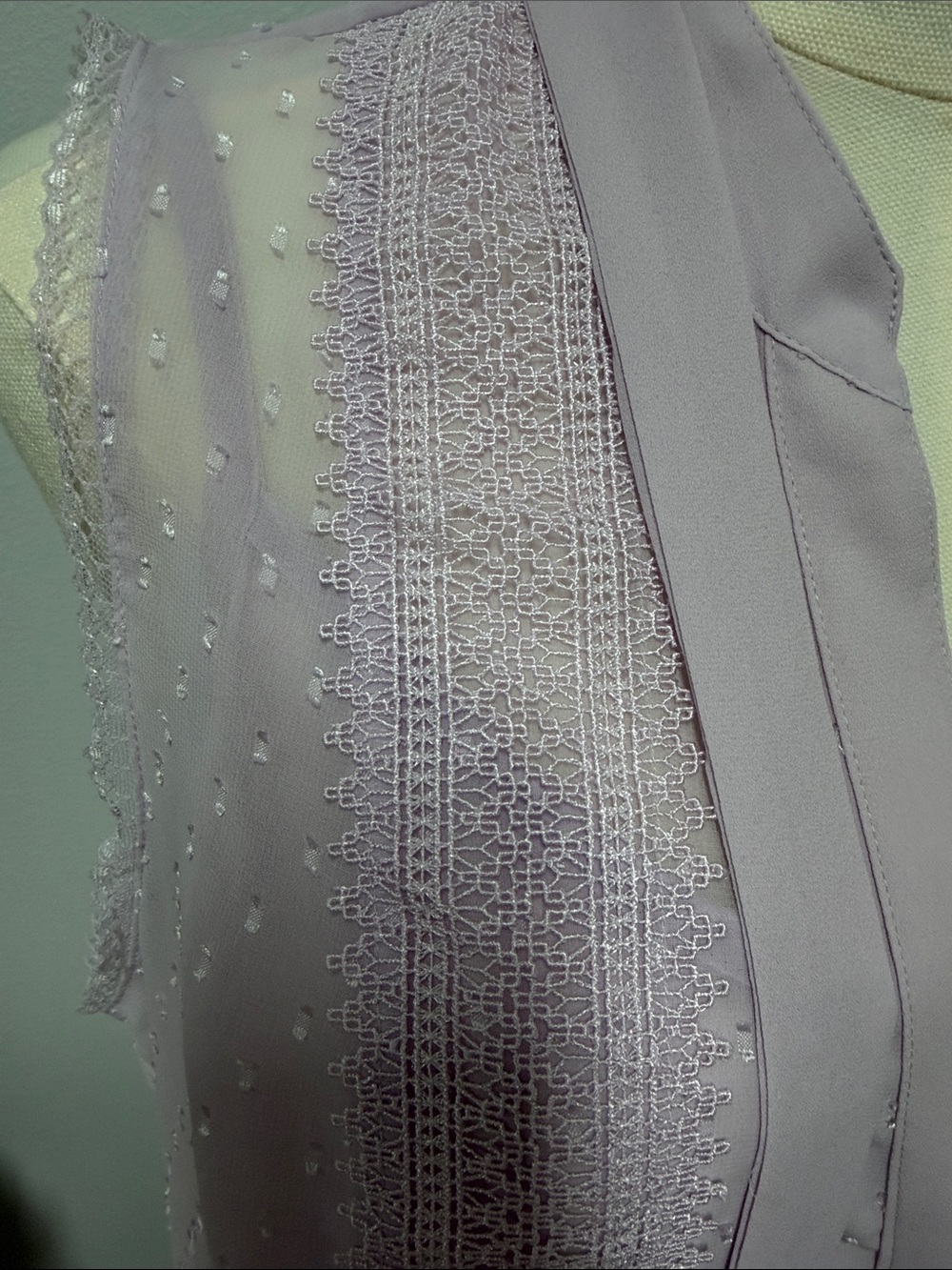 White House Black Market Sleeveless Tie-Neck Blouse With Camisole in Lilac - Picture 4 of 13